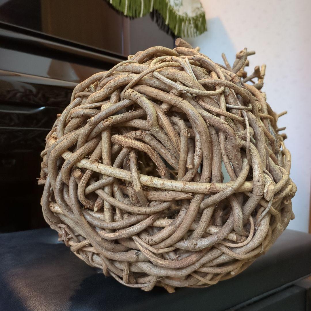 タグ付き　奥熊野かずら工房 あけび　青つづらふじ　みだれあみ花かご　原　秀雄