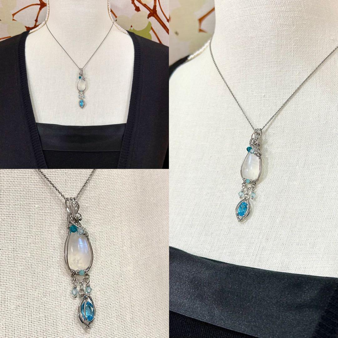 専用ページ☆天然石オレンジガーネット&レインボームーンストーン☆ワイヤーラップ