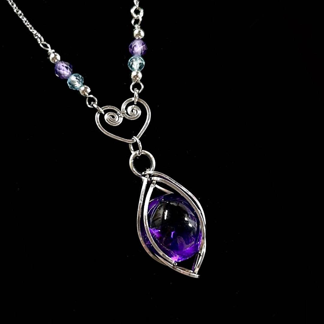 専用ページ☆天然石オレンジガーネット&レインボームーンストーン☆ワイヤーラップ