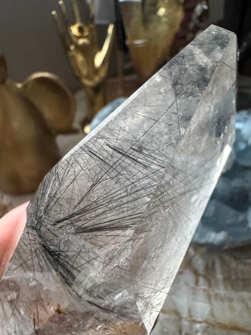 高透明＆高品質◎ブラジル産 ブラックルチルクォーツ ダブルポイント