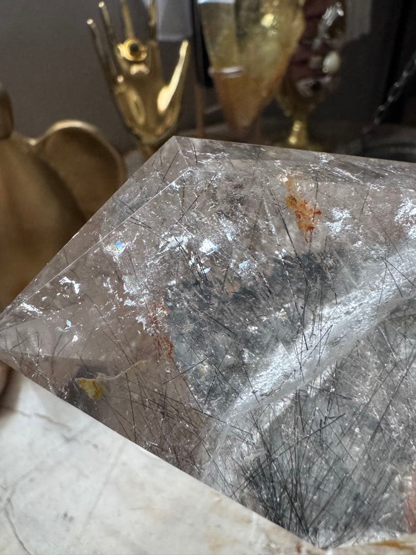 高透明＆高品質◎ブラジル産 ブラックルチルクォーツ ダブルポイント