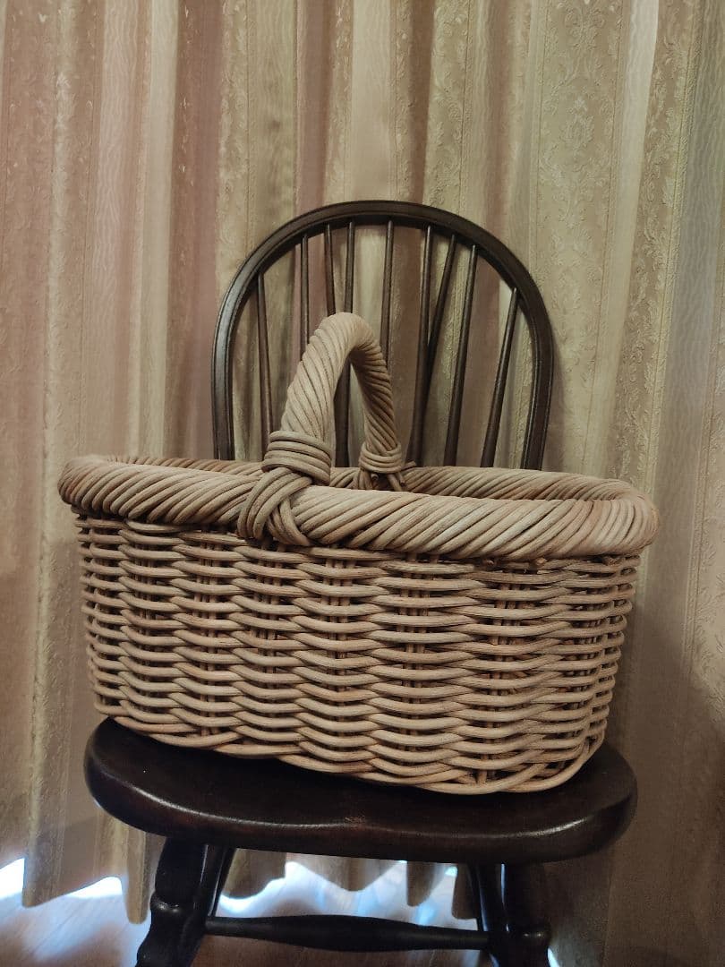 アンティーク　バスケット　キャンプ　籐　ラタン北欧　北欧雑貨　　竹
