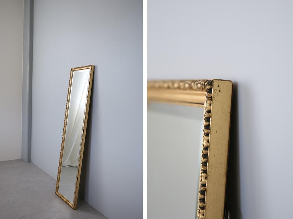 英国アンティークゴールドフレームミラー/壁掛け鏡ウォールミラー(79-114)