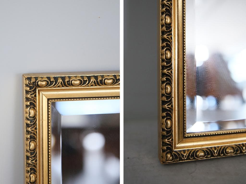 英国アンティークゴールドフレームミラー/壁掛け鏡ウォールミラー(79-114)