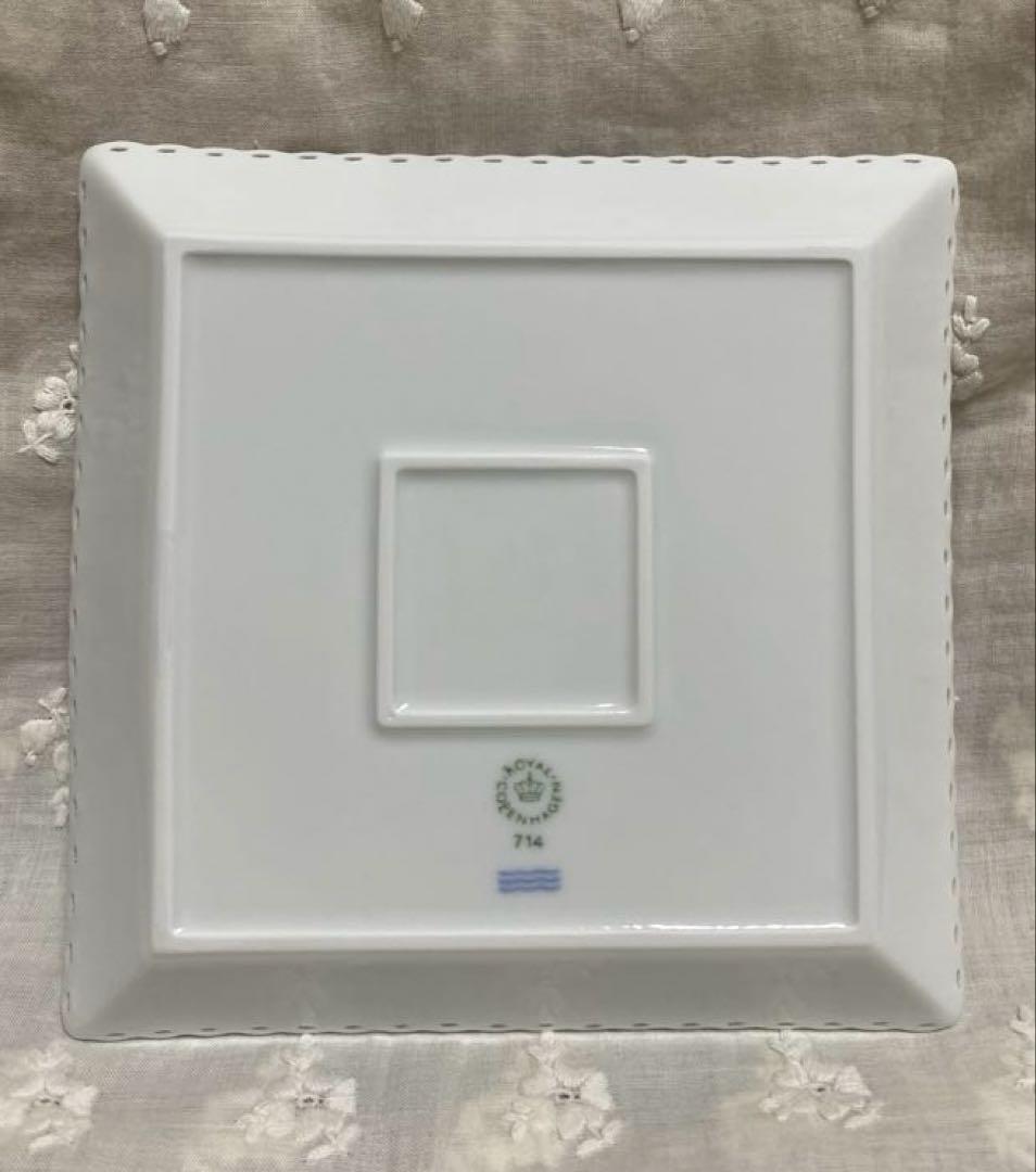 ロイヤルコペンハーゲン ホワイトフルーテッドフルレース スクエア14㎝ペア