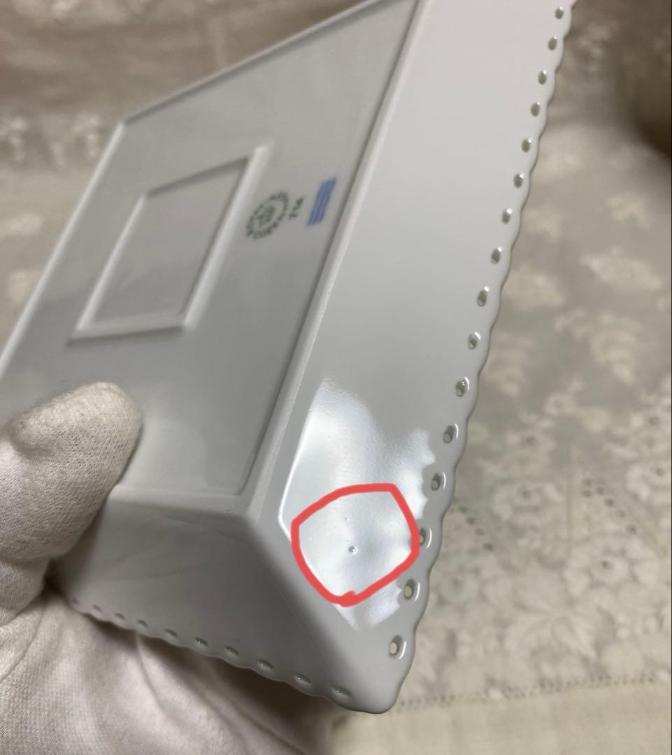 ロイヤルコペンハーゲン ホワイトフルーテッドフルレース スクエア14㎝ペア