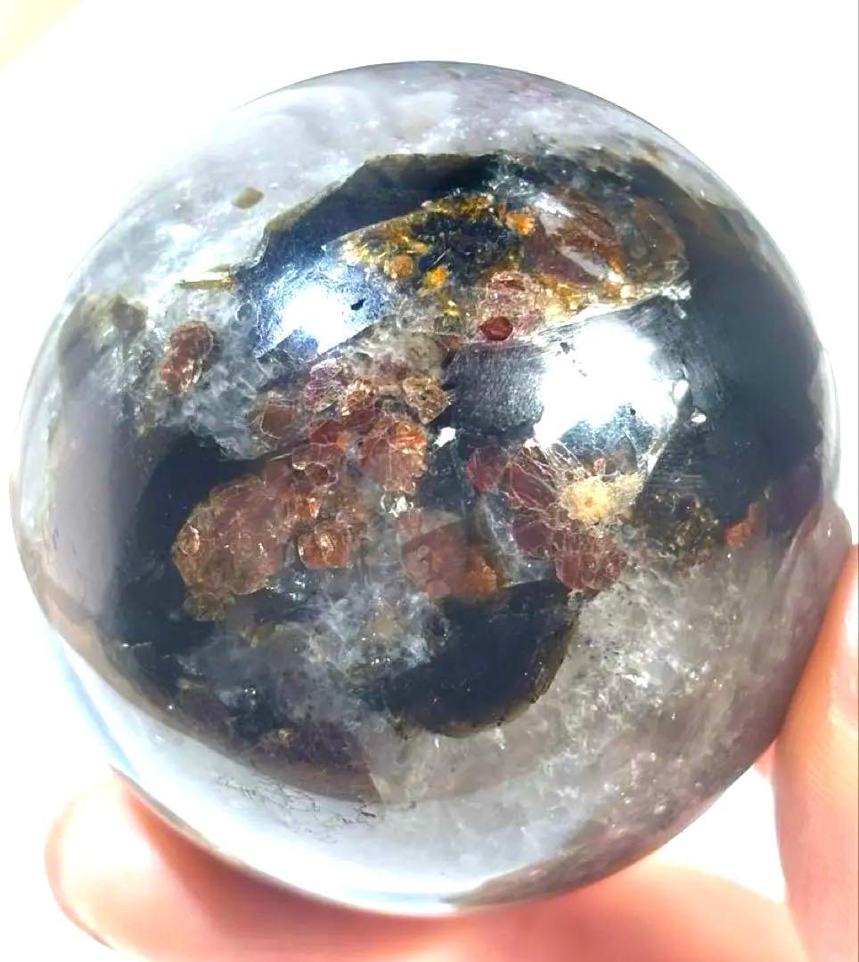 《希少コレクターズピース》ガーネット×トルマリン×グリーンマイカ　共生　スフィア