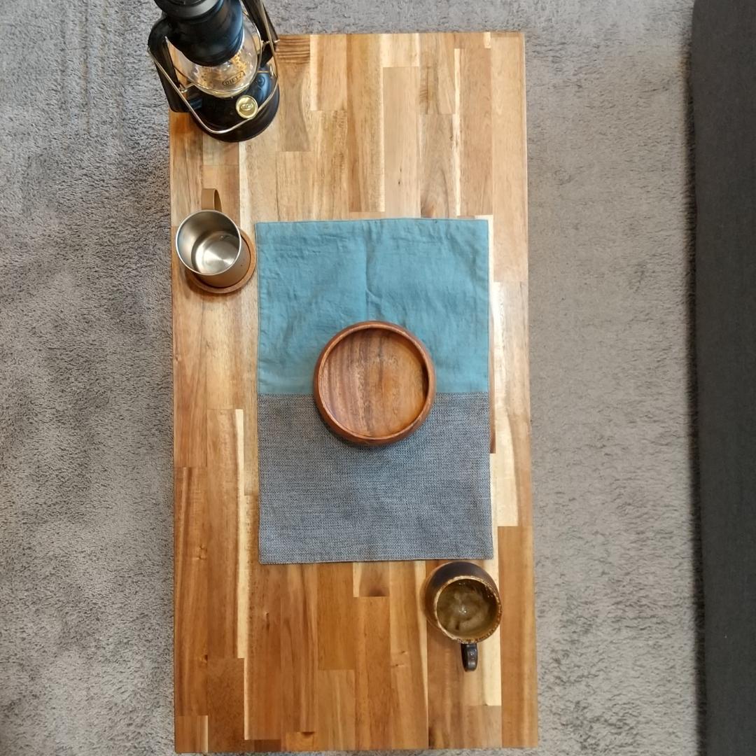 アカシア無垢集成材折りたたみローテーブル【900ｍｍ×450ｍｍ】