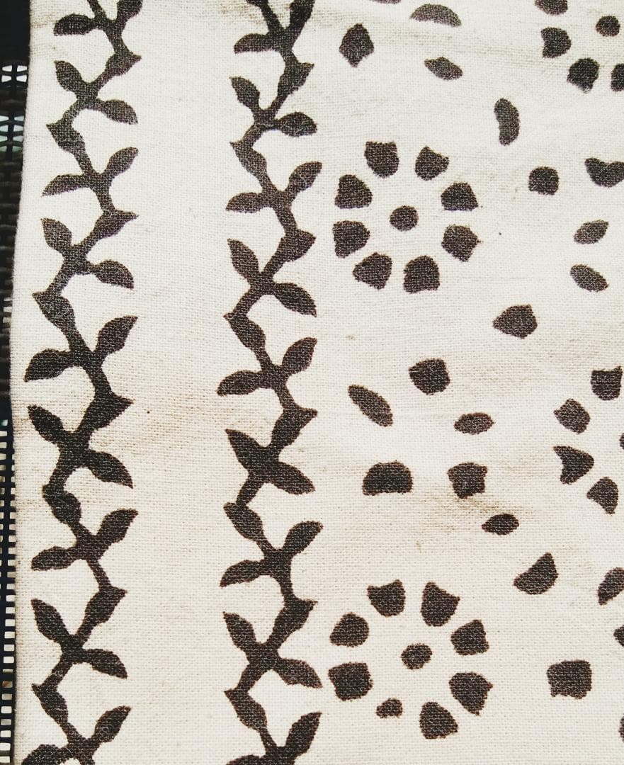 マルチカバー　ブロックプリント　手押し更紗　ベッドスプレッド　シングル