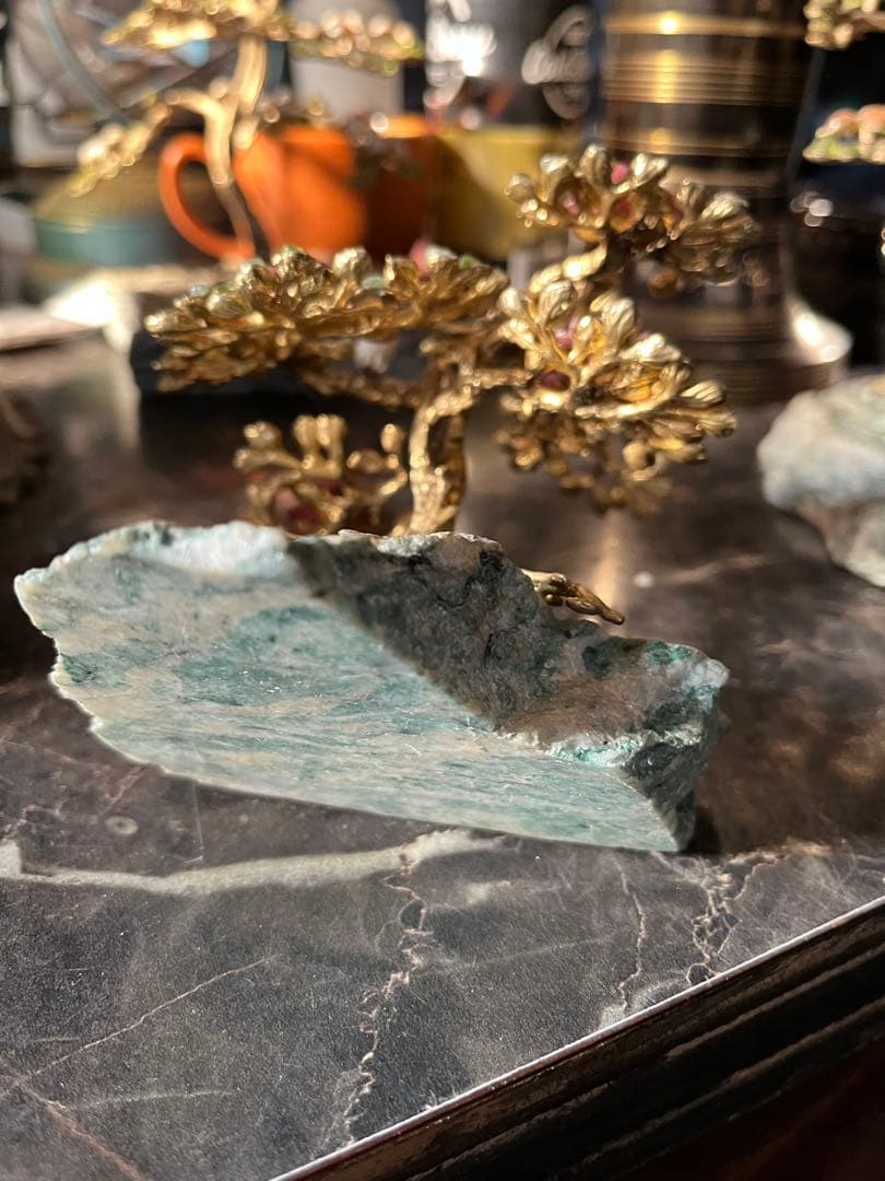 メル82601 盆栽宝石、石付き金盆栽宝石、真鍮盆栽、風水盆栽、宝石盆栽、