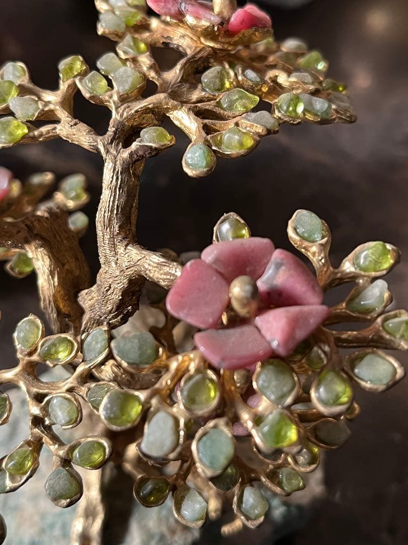 メル82601 盆栽宝石、石付き金盆栽宝石、真鍮盆栽、風水盆栽、宝石盆栽、