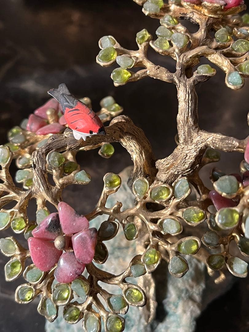 メル82601 盆栽宝石、石付き金盆栽宝石、真鍮盆栽、風水盆栽、宝石盆栽、