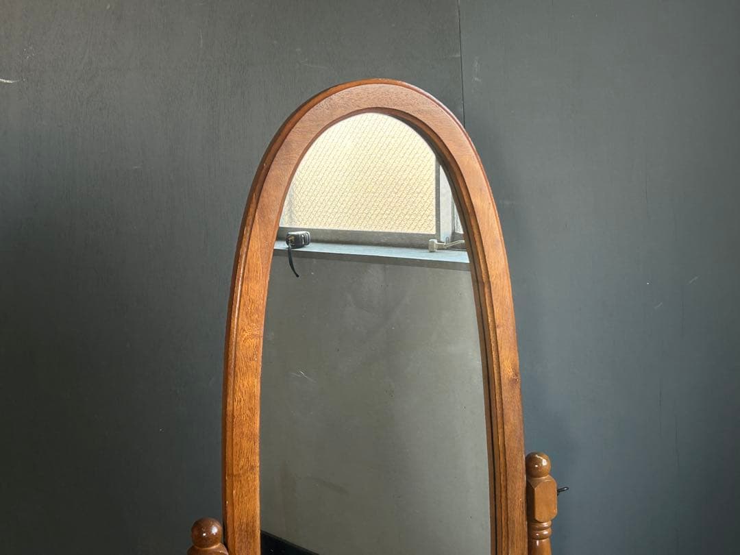 希少　ヴィンテージ　オーバル型　ミラー　スタンドミラー　縦長　ろくろ　SS