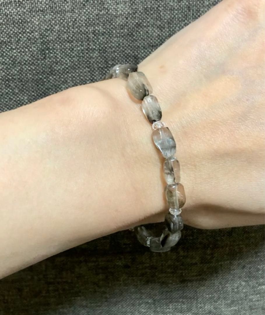 《高品質》　プラチナルチルクォーツ　ブレスレット