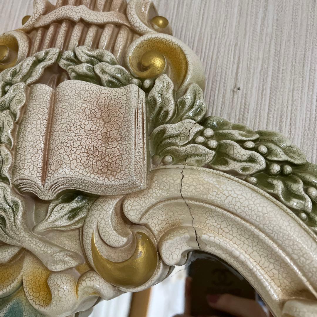ロココ調　姿見　大型ミラー　ひび割れ加工　クラック加工