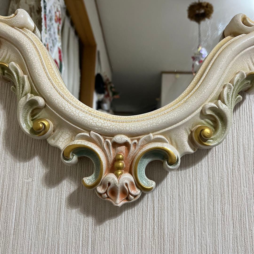 ロココ調　姿見　大型ミラー　ひび割れ加工　クラック加工