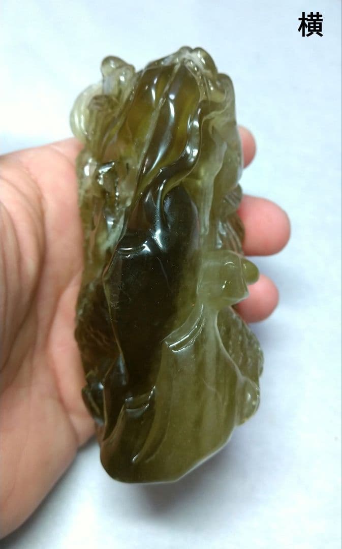 【超レア,家宝級】ブラックリビアングラス 置物《龍》４４３g　コレクション