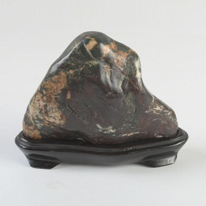 天然石　鑑賞石　菊花石　置物　重さ約792g　唐木台付　V　9424