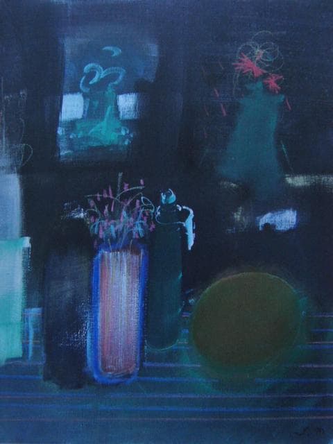 森本　勇【黒い卓上】、希少画集画、状態良好、新品額装付