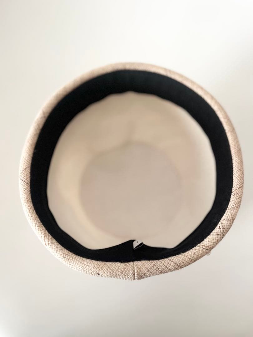 mite帽子/えん帽子/手織麻〈オフホワイト×キナリミックス》
