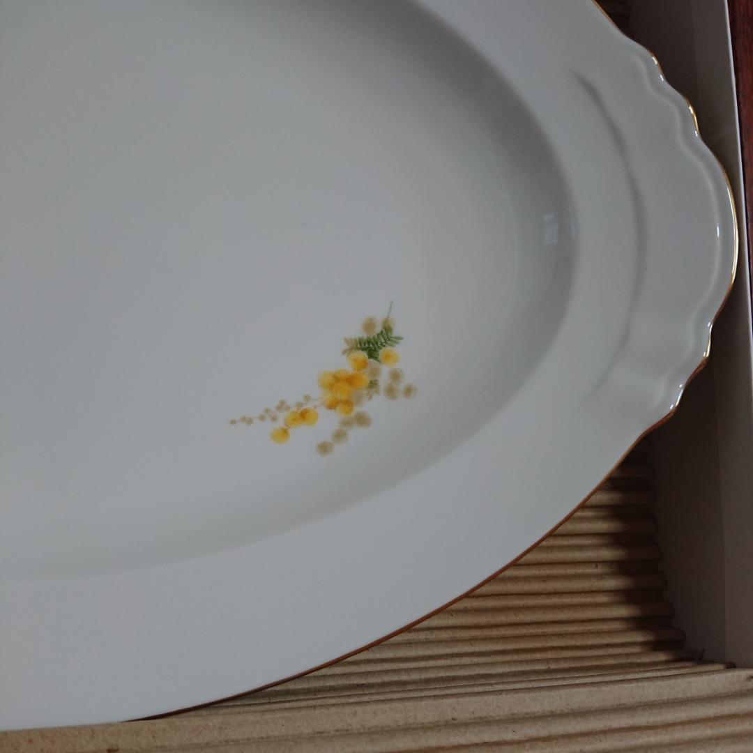 ミモザ 花言葉シリーズ 20cm デザート皿 ペア+37cm プラター 大倉陶園