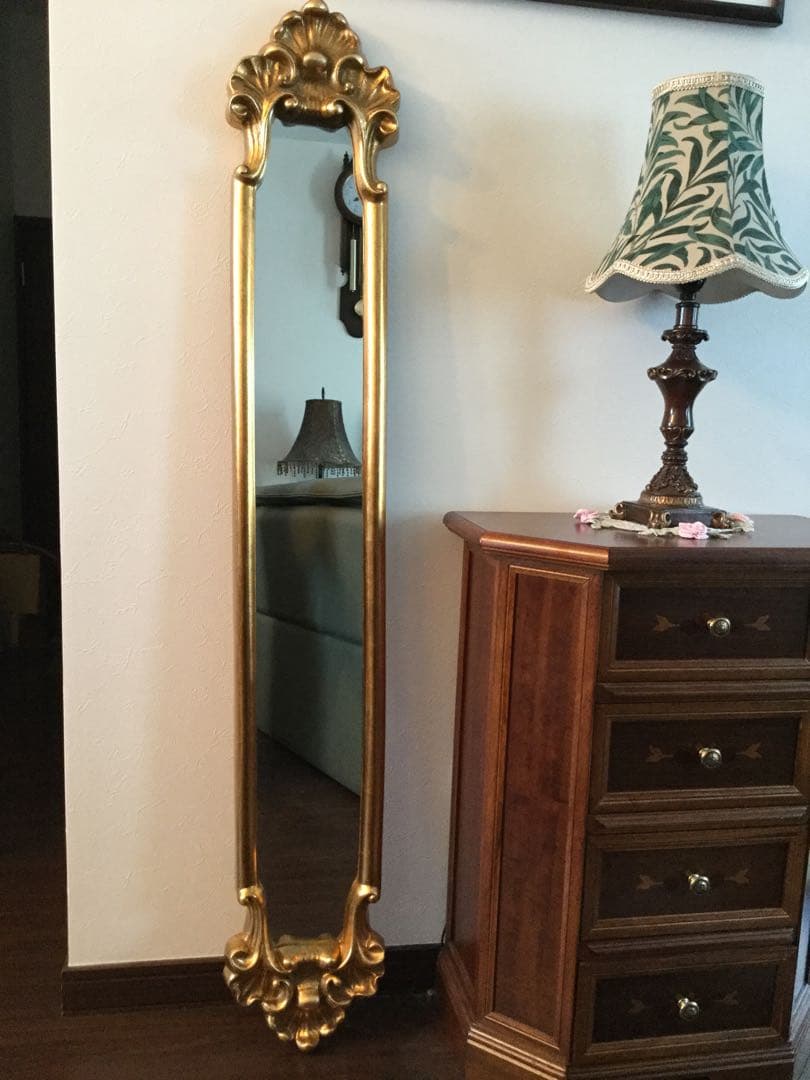 yossy アンティーク調 壁掛け スリムミラー 姿見鏡