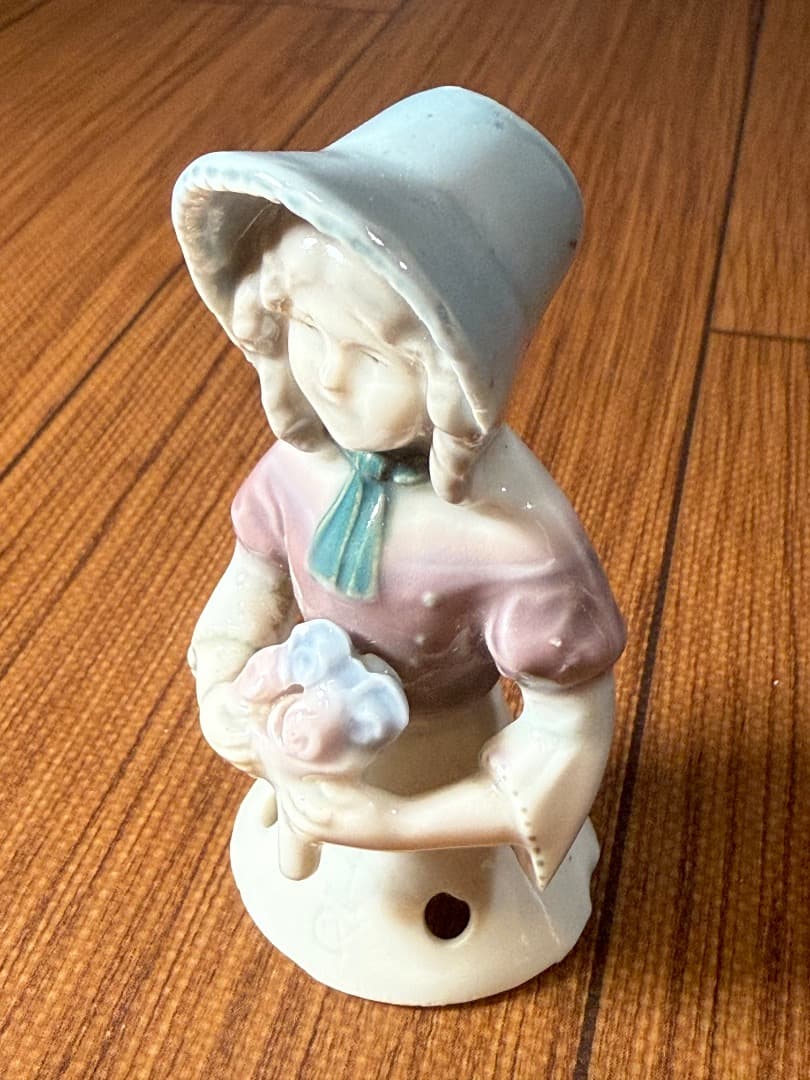 アンティーク ドイツ磁器 ハーフドール ピンクッション人形 ボンネット少女