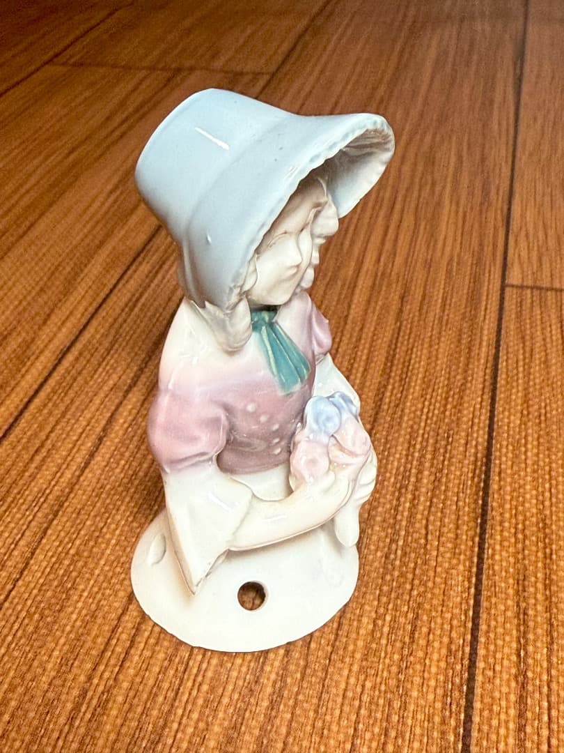 アンティーク ドイツ磁器 ハーフドール ピンクッション人形 ボンネット少女