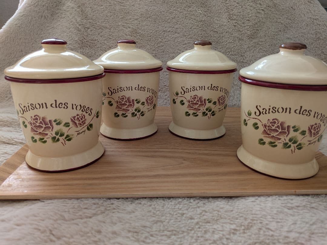 マニー　セゾンドローズ　ホーロー　キャニスター　4点セット