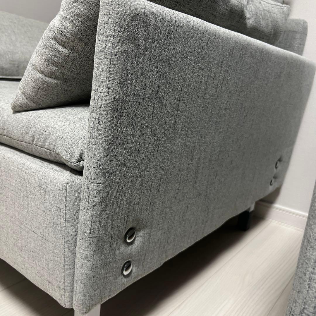 1人掛け グレー ソファー 大きめ クッション付き