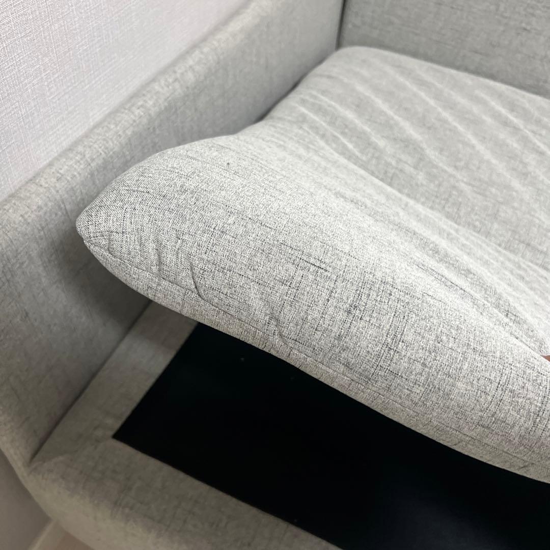 1人掛け グレー ソファー 大きめ クッション付き