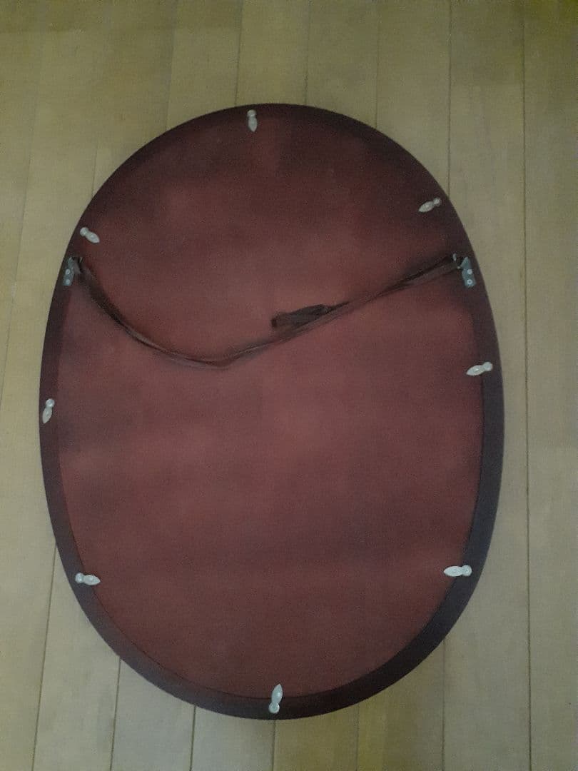 戸塚刺繍(美品) 花柄デザインの楕円形ミラー　他に ウェルカム額(追加)