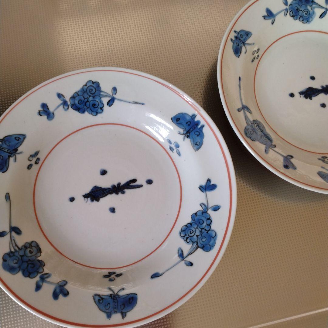 正木春蔵 タンパン呉須魚文深皿 七寸 二枚