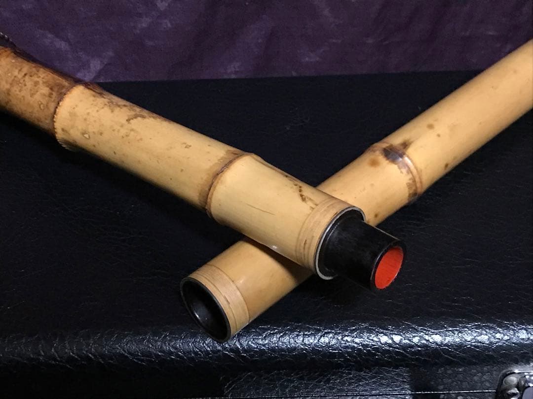 ⭐️都山流尺八　真山銘2印　銀縁唄口　長さー約61.5センチ　2尺管　古い尺八