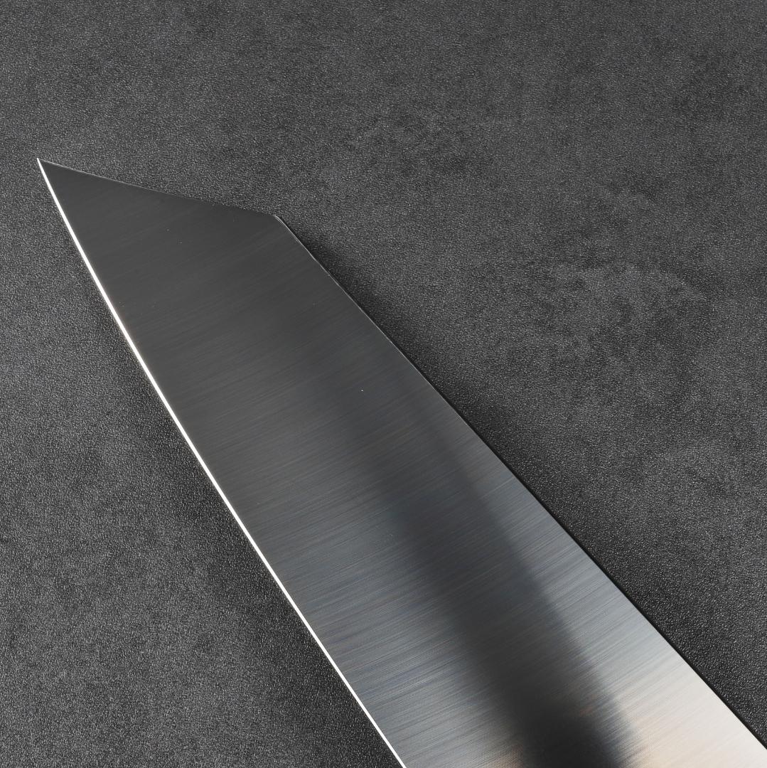 6251切付型 特大牛刀 尺一 刺身包丁 両刃 黒檀黒水牛角二本銀巻八角柄