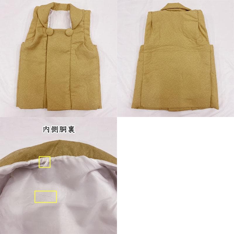 503ab39◎七五三 三歳 男児 着物&被布 セミアンティーク 一つ身◎美品