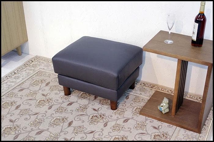 本革使用 ダークブラウン オットマン 椅子 55cm x 45cm x 38cm