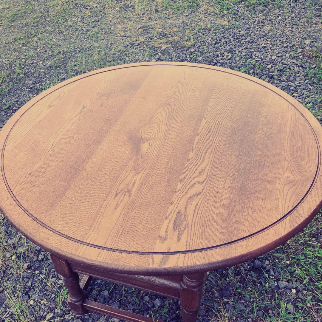 希少高級 オーク無垢材モンクスチェア アームチェア ラウンドテーブル 2way