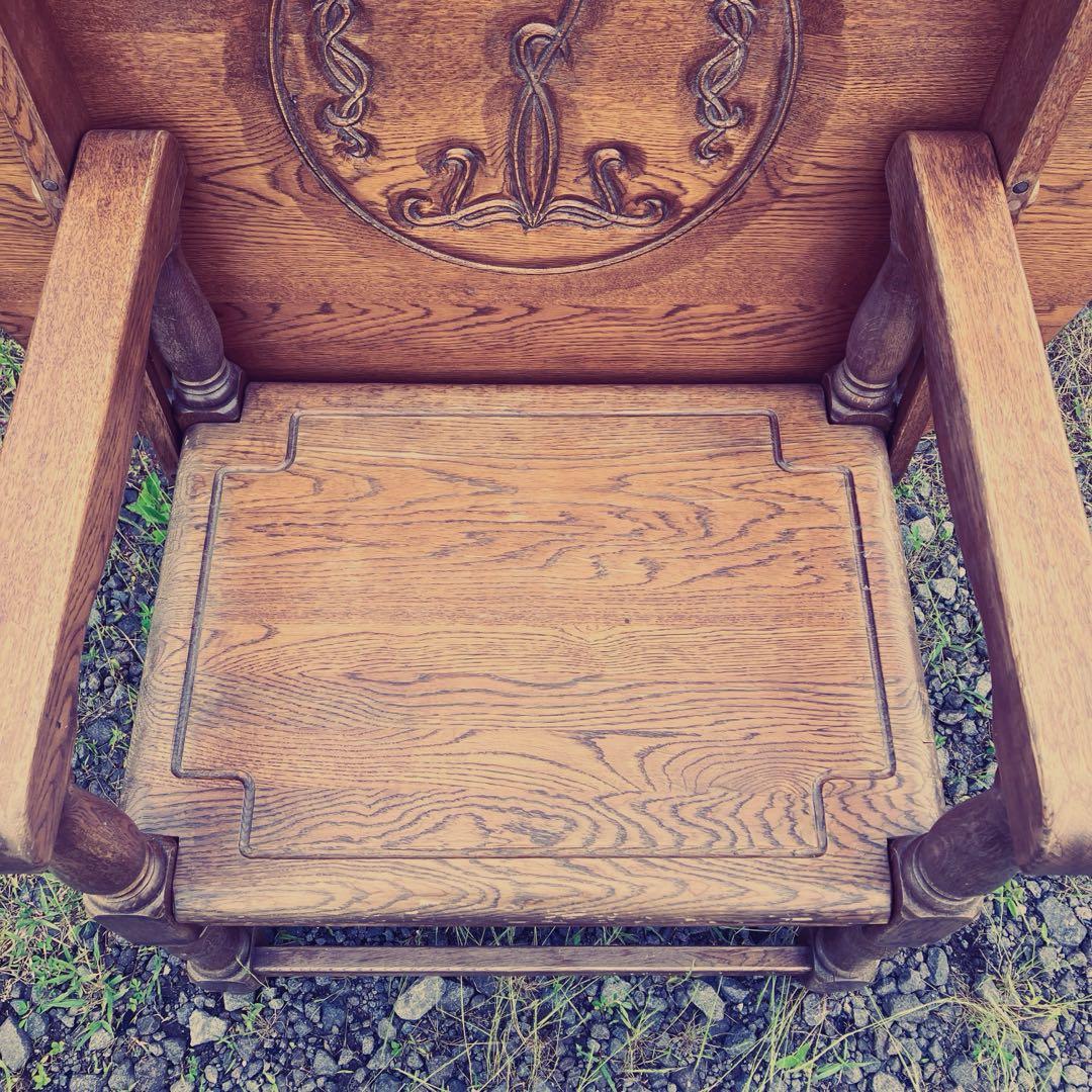 希少高級 オーク無垢材モンクスチェア アームチェア ラウンドテーブル 2way