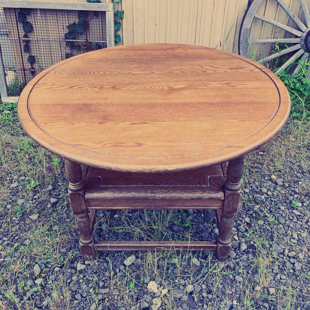 希少高級 オーク無垢材モンクスチェア アームチェア ラウンドテーブル 2way