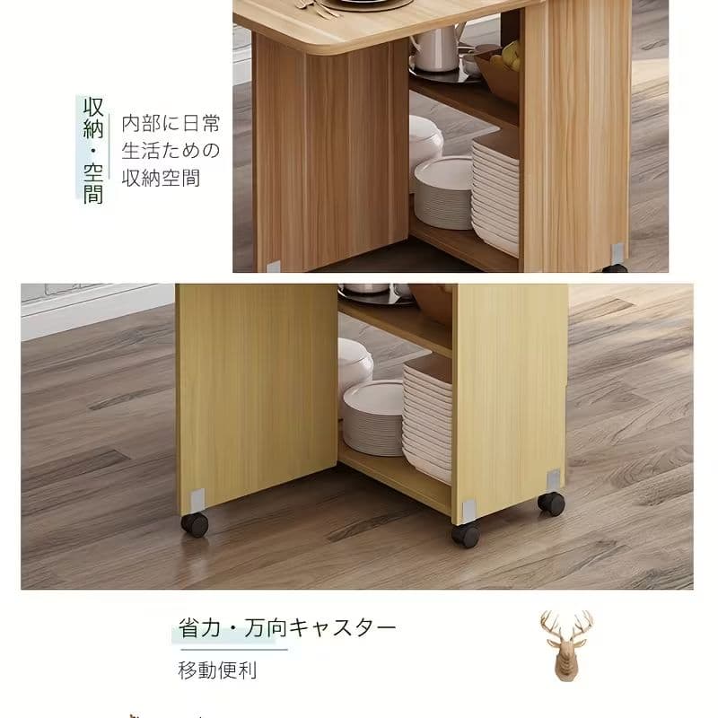 【新品】木の色 折りたたみ式北欧風リビングテーブル