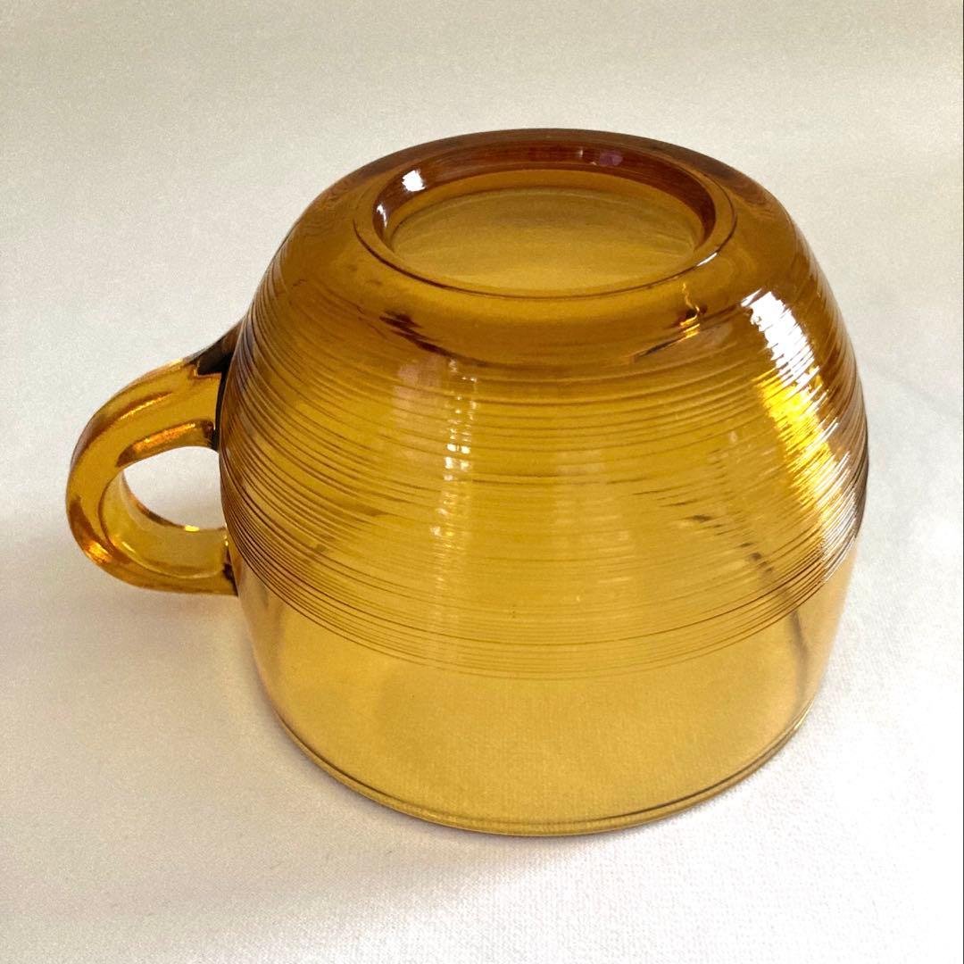 美品】カップ＆ソーサー5客セット‼️ 昭和レトロ アンバーガラス 琥珀