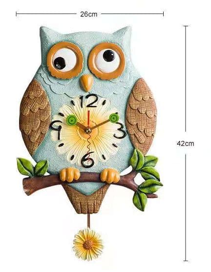 フクロウ時計柱時計静音樹脂時計