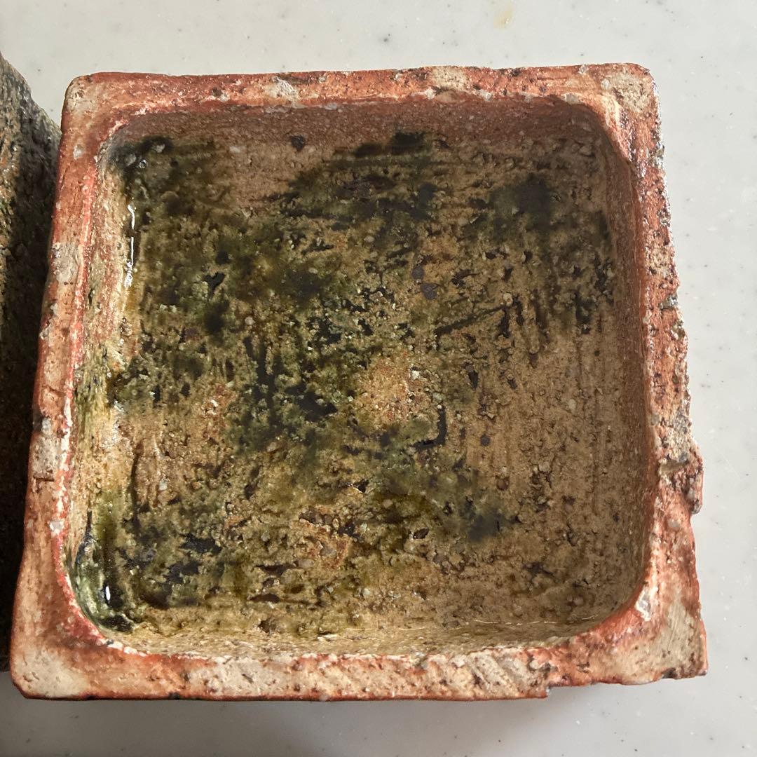 陶芸家　金本卓也氏　奈良県　陶器　二段お重　織部