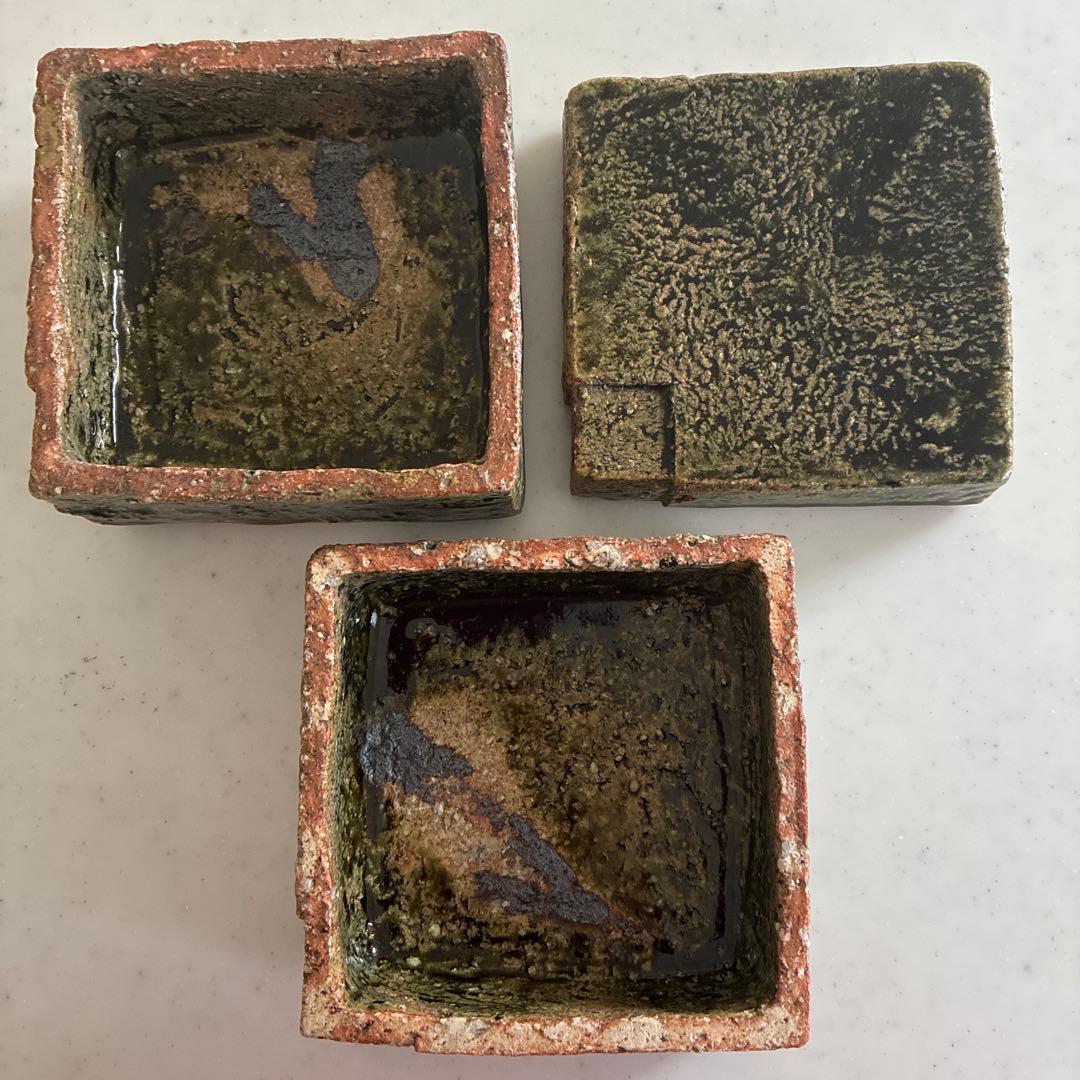 陶芸家　金本卓也氏　奈良県　陶器　二段お重　織部