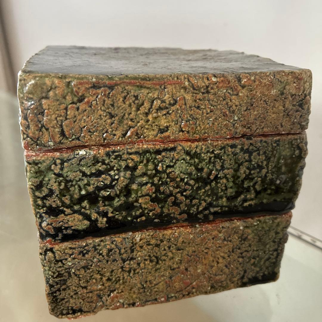 陶芸家　金本卓也氏　奈良県　陶器　二段お重　織部