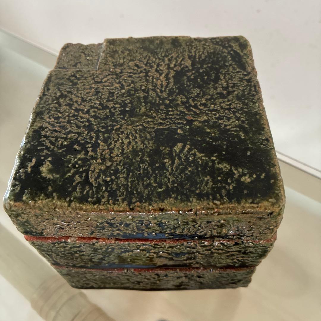 陶芸家　金本卓也氏　奈良県　陶器　二段お重　織部