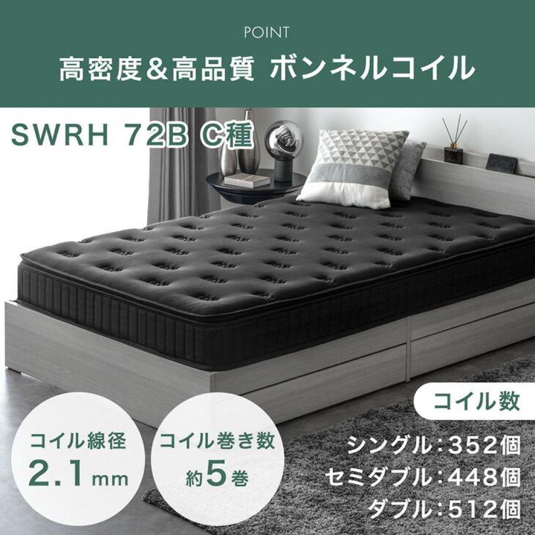 マットレス シングル ボンネルコイルマットレス 厚み22cm 高反発ピロートップ