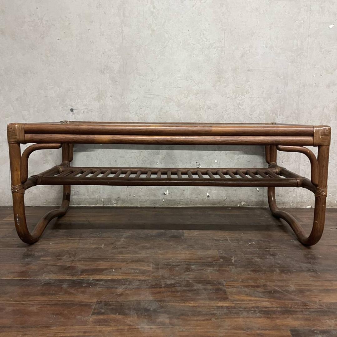 ラタン ガラステーブル センターテーブル ローテーブル コーヒーテーブル