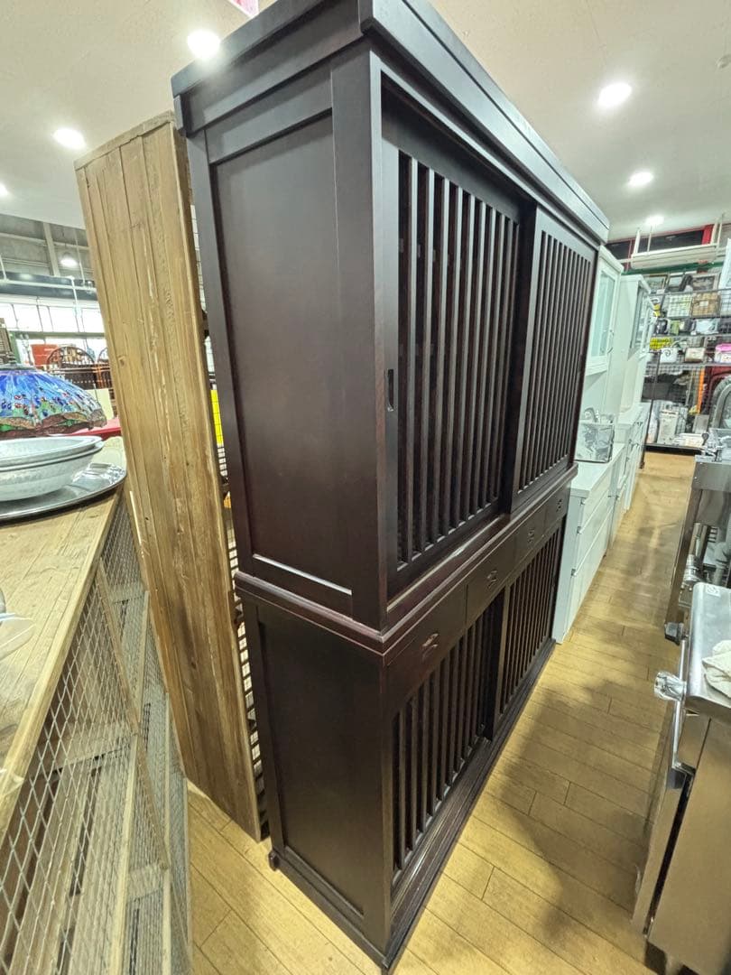 T52 木製食器棚 ダークブラウン